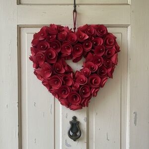 Valentine’s Day Artificial Rose Heart Wreath - 12.5” x 12.5"